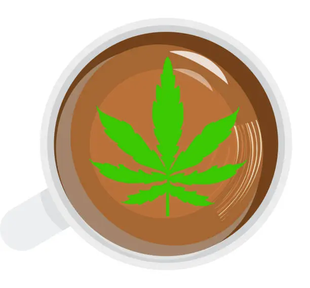 Vector illustration of Cannabis infused coffee icon