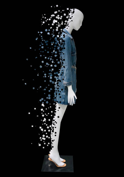 istock White mannequin with jeans pixel disintegrated 1204897693