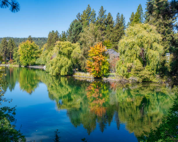 Drake Park and Mirror Pond stock photo