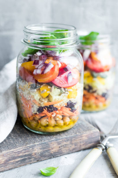 istock Fresh colorful salad in the jar 1204898890