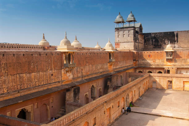 baradari pavilion, zenani deorhi w amer (lub amber) fort, jaipur, radżastan, indie. - mogal zdjęcia i obrazy z banku zdjęć