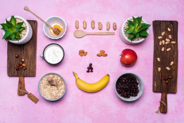 istock Healthy porridge ingredients background 1204904430