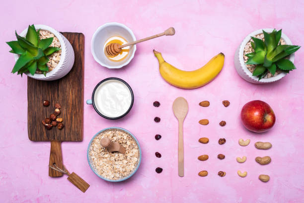 istock Healthy porridge ingredients background 1204904571
