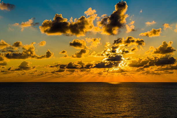 Sunset in the Caribbean near Grand Cayman island.