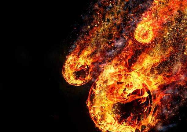istock Close up of multiple abstract fireballs burning fiercely 1204907665