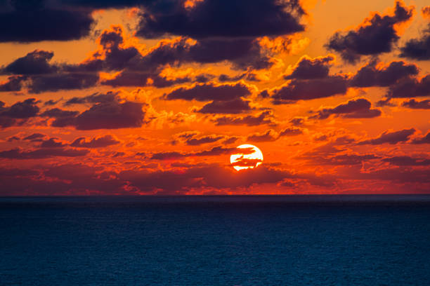 Sunset in the Caribbean near Grand Cayman island.