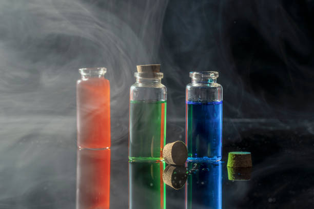 istock Test tubes with colored liquids in a research laboratory. 1204909880