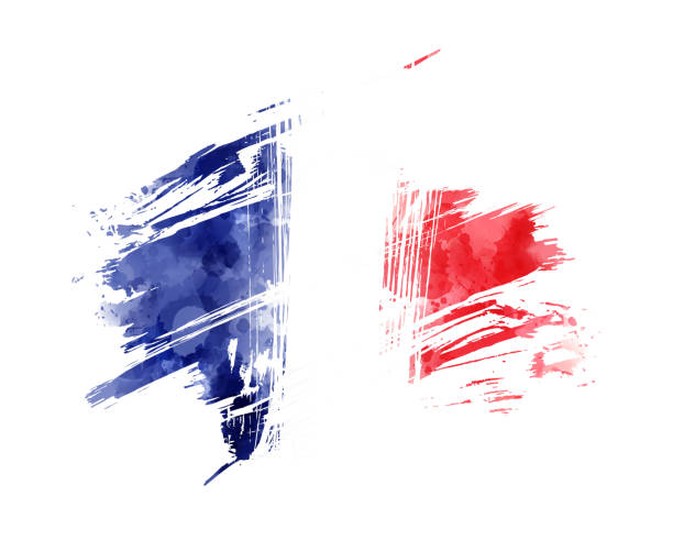 abstrakcyjna grunge flaga francji - french flag france red blue stock illustrations