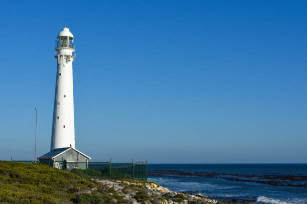 istock Tall White Lighthouse Overlooking The Ocean 1204913648