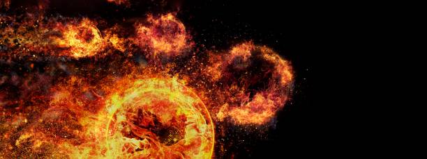istock Abstract fireballs flying at tremendous speed 1204913822