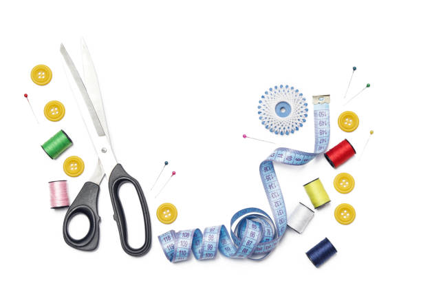 istock Set of different sewing items isolated on white background 1204914470