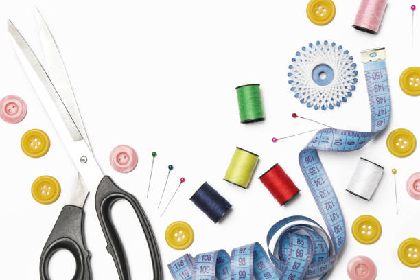 istock Set of different sewing items isolated on white background 1204914474