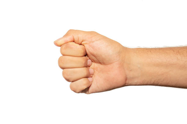 istock Man knocking fist isolated on white background. 1204914509