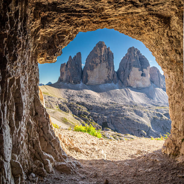 istock View to Tre Cime di Lavaredo from cave, Dolomites, Europe 1204919512