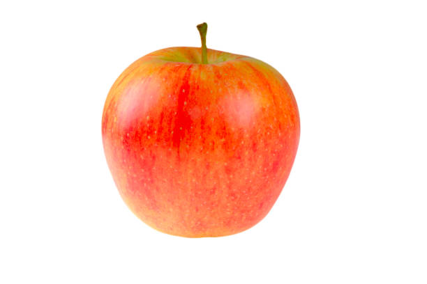Closeup photo of red apple isolated on white background. Studio macrophoto. stock photo
