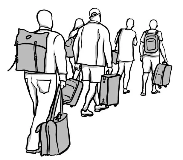 Vector illustration of Airport Foot Traffic