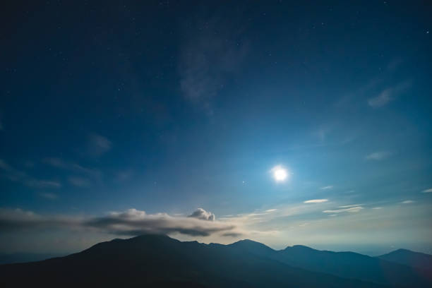 istock The bright moon in the starry sky on the cloud background 1204927739
