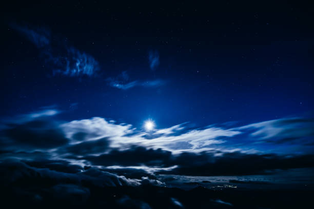 istock The bright moonlight on the cloud sky background 1204927810
