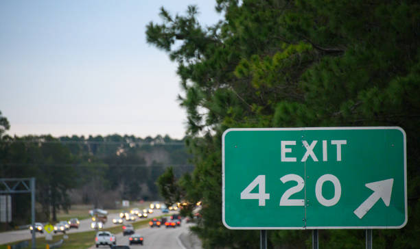 Exit 420 A sign for exit 420 on Interstate 40 in Wilmington, NC, USA. bong photos stock pictures, royalty-free photos & images