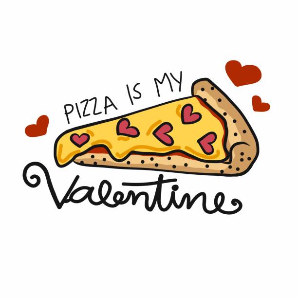 ilustrações de stock, clip art, desenhos animados e ícones de pizza is my valentine, pizza slice with heart cartoon vector illustration - thailand thai culture thai cuisine vector