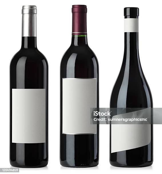 Red Wine Blank Bottles With Labels Stock Photo - Download Image Now - Alcohol - Drink, Blank, Bottle