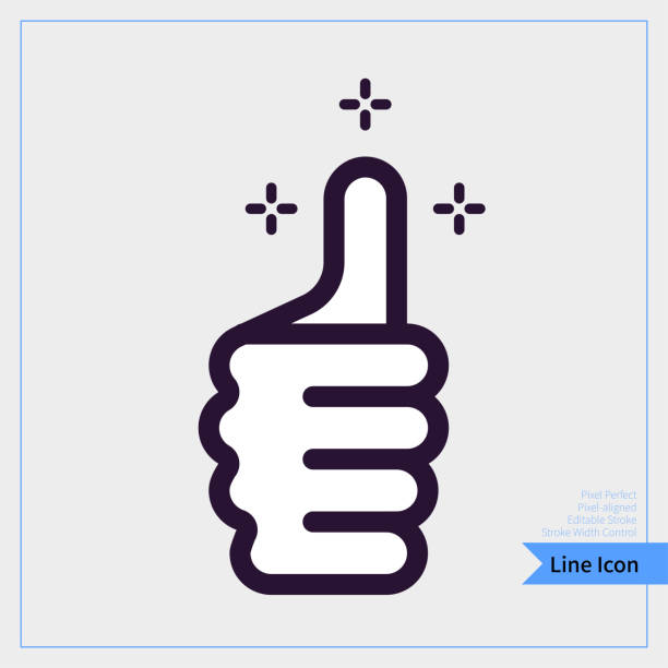 ilustrações de stock, clip art, desenhos animados e ícones de front view thumb icon. professional, pixel-aligned, pixel perfect, editable stroke, easy scalablility. - like sign