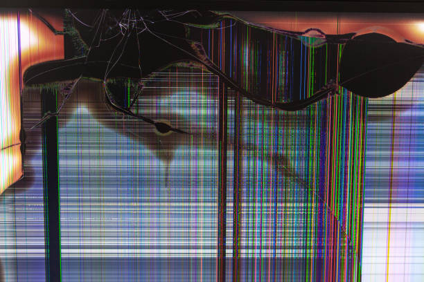 istock Broken monitor with black crack 1204960288