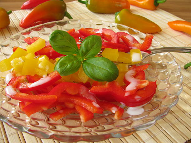 istock Salad with raw red and yellow pepper 120496065