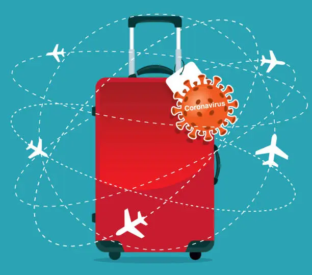 Vector illustration of Coronavirus - Travel Suitcase