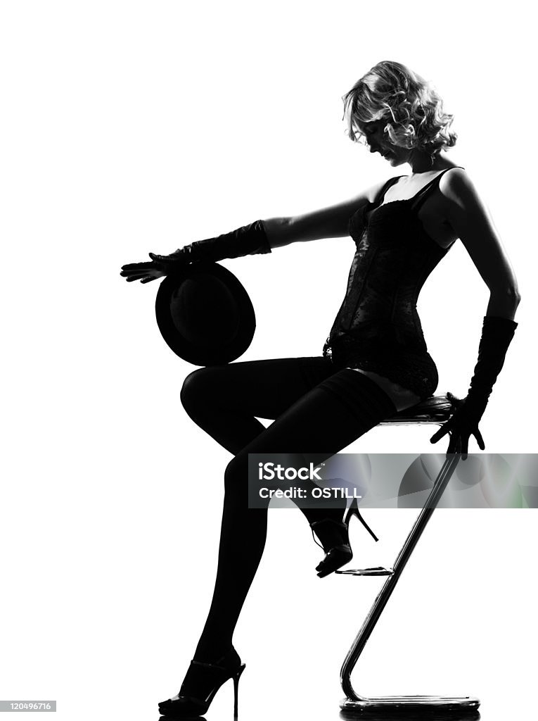 Stylische silhouette Frau Tanzen cabaret - Lizenzfrei Stripperberuf Stock-Foto