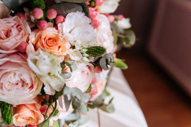 istock Wedding flowers, bridal bouquet closeup. 1204971377