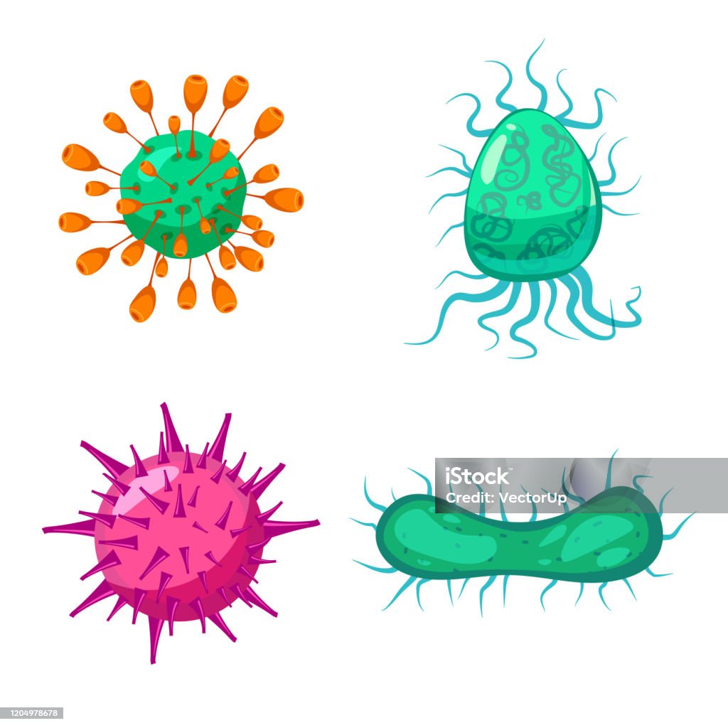 Ilustración de Set Virus Bacterias Gérmenes Microorganismos Enfermedades  Causantes De Objetos Pandéminas Microbios Infección De Hongos Icono De  Estilo De Dibujos Animados De Ilustración Aislado Vectorial y más Vectores  Libres de Derechos