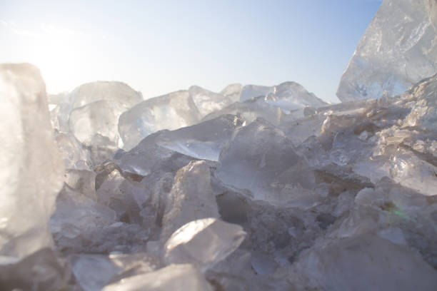 Pile of ice on a river or lake