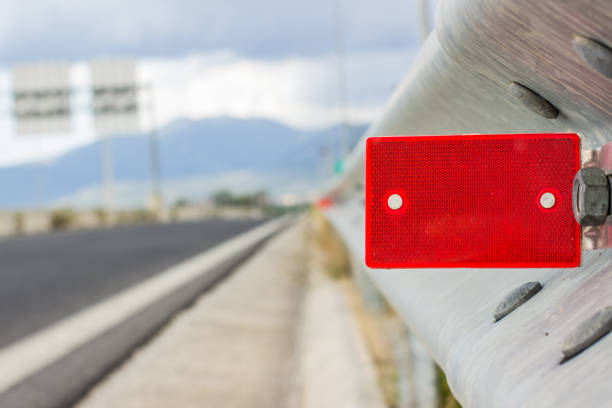 highway road red side reflector sign transportation concept , copy space