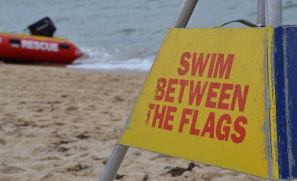 Notice on the beach to swim between the flags in Australia