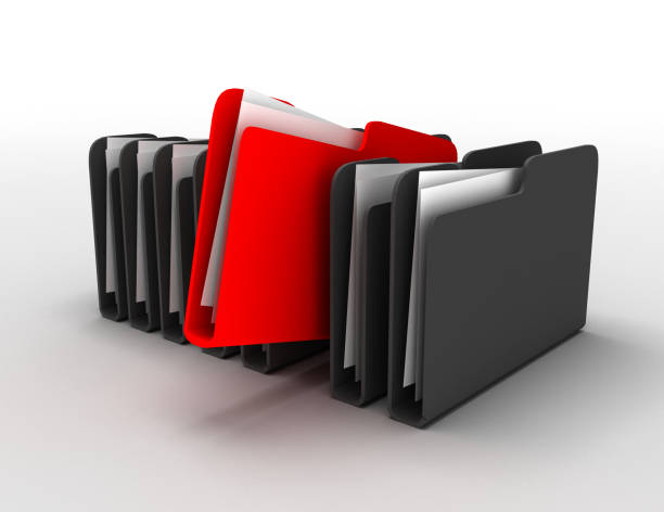 istock Row of folders and files. 3D illustration isolated on white 1204986539