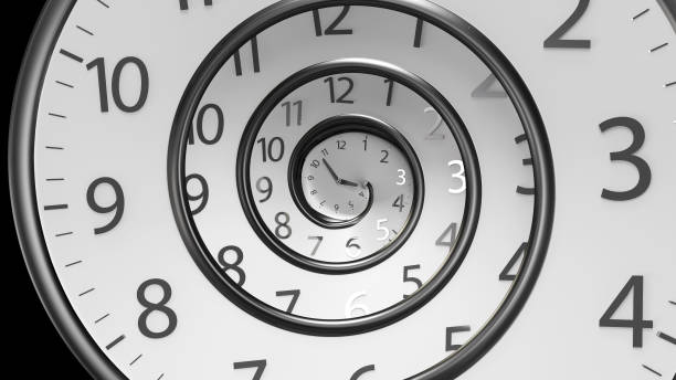 Classic Round Clock with infinity time 3D Rendering Classic Round Clock with infinity time time machine stock pictures, royalty-free photos & images