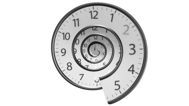 Classic Round Clock Isolated on white background 3D Rendering Classic Round Clock Isolated  with  infinity time on white background time machine stock pictures, royalty-free photos & images
