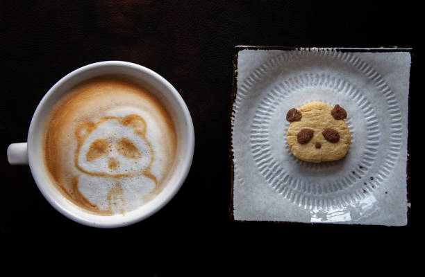 homemade panda cookies and coffee