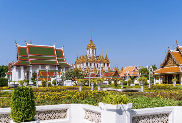 istock Loha Prasat or iron monastery at Wat Ratchanatdaram temple, on Ratchadamnoen avenue, Bangkok, Thailand 1204991748