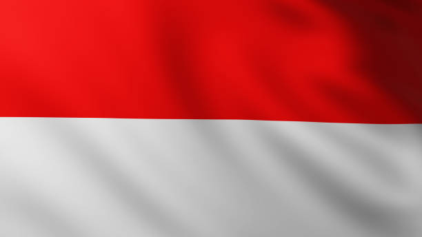 istock Large Indonesian Flag fullscreen background in the wind 1204997995