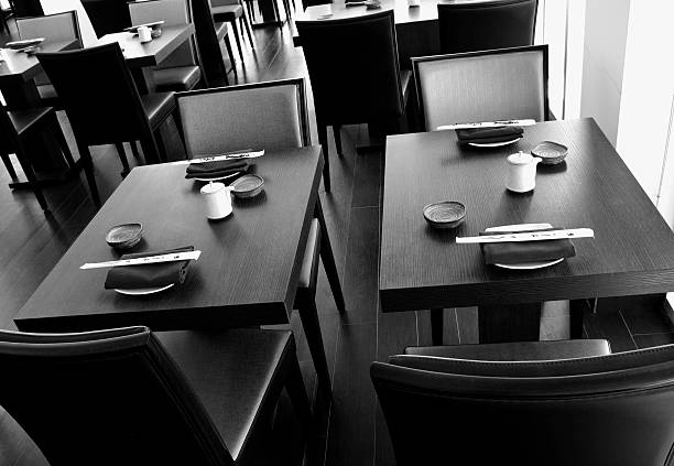 istock Dining Area In  Sushi Or Japanese Restaurant I Black & White 120499915