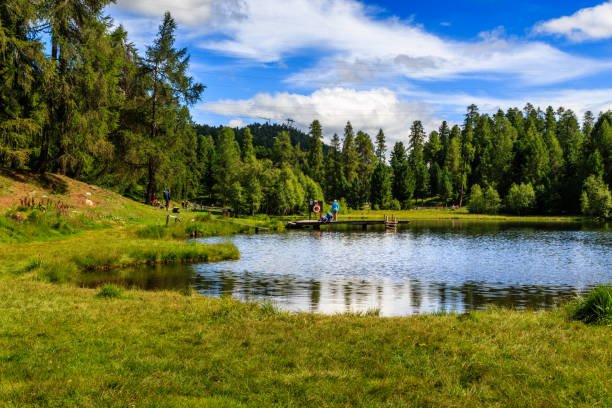 夏のレー湖行進 - engadin valley engadine european alps mountain ストックフォトと画像