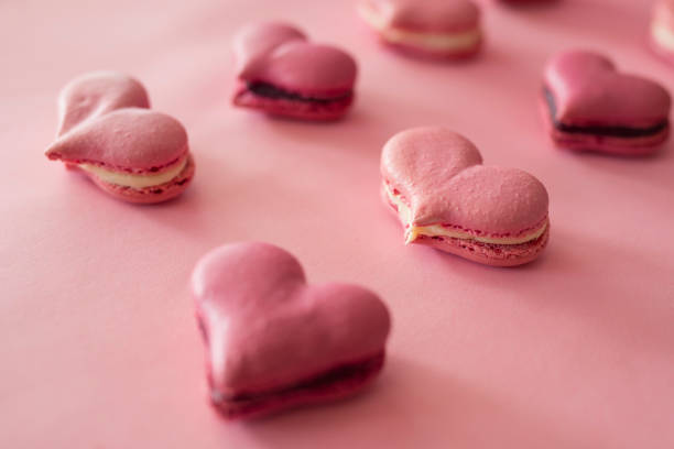 istock Pink macaroons in the heart shape 1205000884