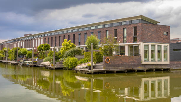 istock Waterfront houses with terrace gardens 1205001110