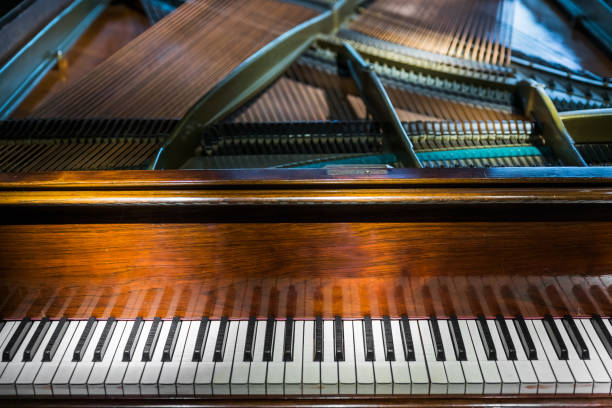 istock Vintage piano keyboard - music background 1205002251