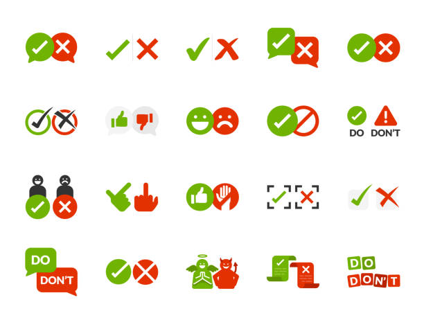 Do and don’t icon set. Included icons as check, mark, good, bed, accept, deny, checklist and more. Do and don’t icon set. Included icons as check, mark, good, bed, accept, deny, checklist and more. Dont stock illustrations