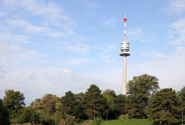 Tv tower in Donau Park in Vienna Austria stock photo
