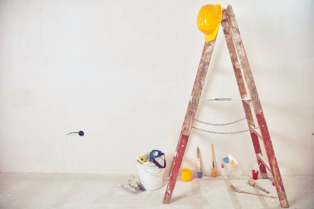 istock Tools and room in renovation progress, house remodeling, construction works. 1205008606