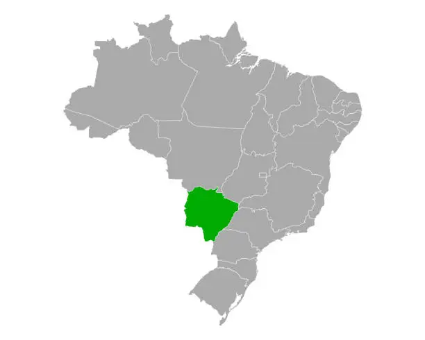 Vector illustration of Map of Mato Grosso do Sul in Brazil